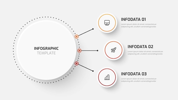 Presentación infográfica de Business Central Circle con opción e icono de etiqueta de círculo de color degradado 3