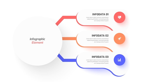 Presentación infográfica de business central circle con opción de etiqueta abstracta 3 e icono para flujo de trabajo