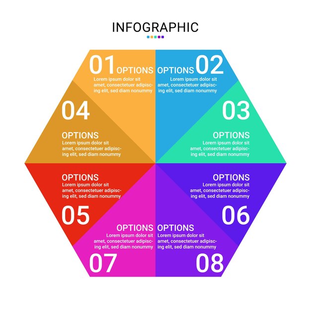 Presentación de línea de tiempo 8 pasos gráfico de información comercial de presentación vectorial
