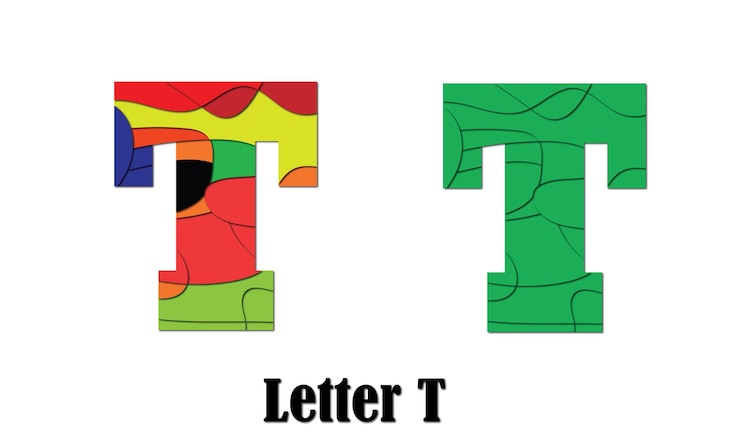 Vector presentación del logotipo de la letra t del alfabeto de colores