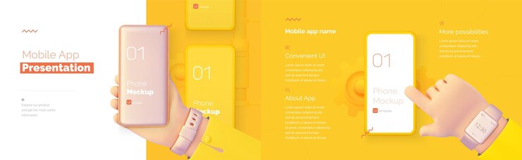 Presentación moderna de una aplicación móvil Mockup de teléfono móvil