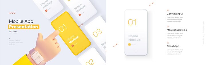 Presentación moderna de una aplicación móvil Mockup de teléfono móvil