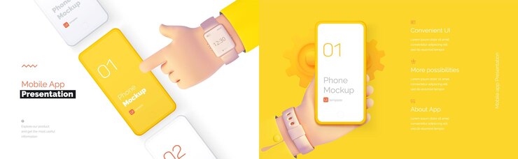 Presentación moderna de una aplicación móvil Mockup de teléfono móvil