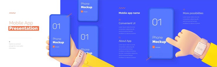Presentación moderna de una aplicación móvil Mockup de teléfono móvil