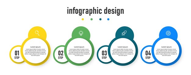 Presentación negocio infografía círculo diseño elegante plantilla profesional con 4 pasos