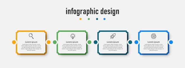 Presentación negocio infografía diseño elegante plantilla profesional con 4 pasos Vector Premium