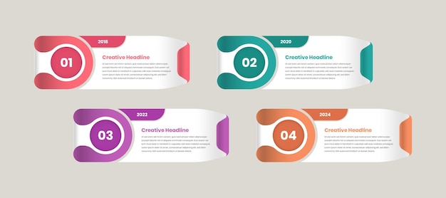 Presentación de pasos de negocio diseñados de forma abstracta Diseño de tarjetas infográficas con número y forma plegada