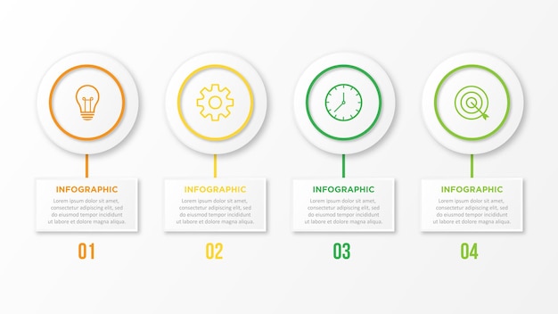 Presentación plantilla de infografía empresarial con 4 opciones ilustración vectorial