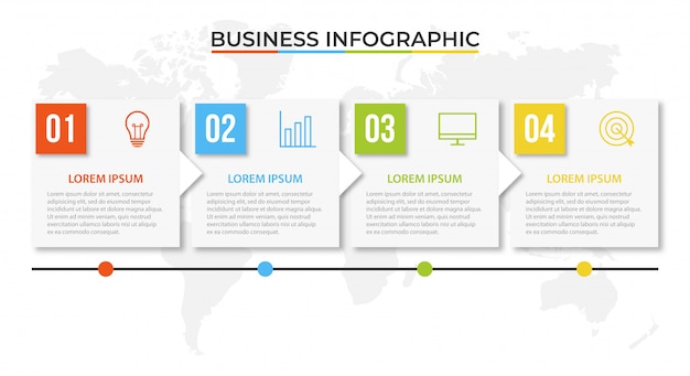 Presentación de plantilla de infografía empresarial con 4 opciones