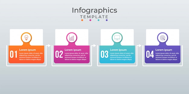 Presentación de plantilla de infografía empresarial con 4 opciones