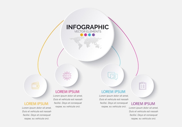 Presentación de plantilla de infografía empresarial con 4 opciones