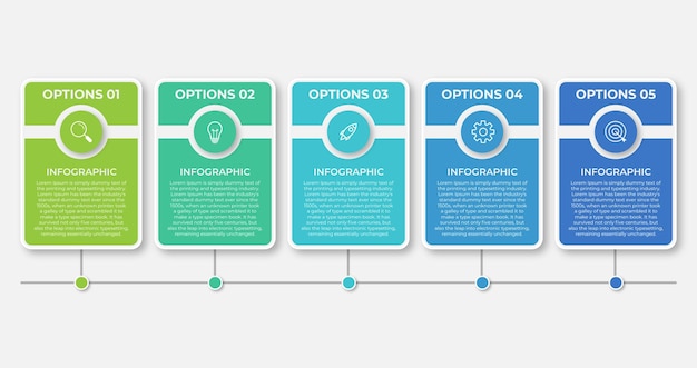 Presentación plantilla de infografía empresarial con 5 opciones ilustración vectorial