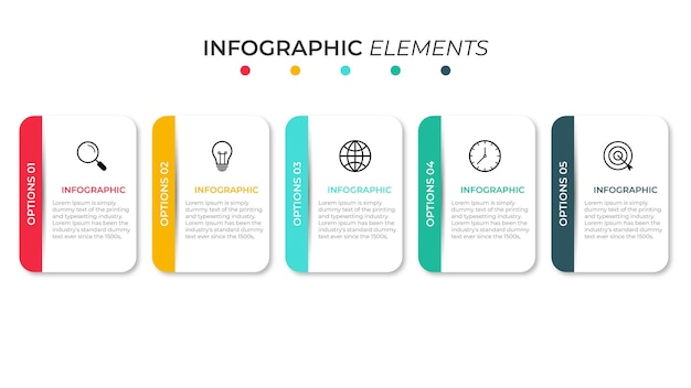 Presentación de plantilla de infografía empresarial con 5 opciones