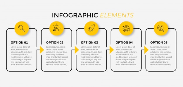 Presentación de plantilla de infografía empresarial con 5 opciones