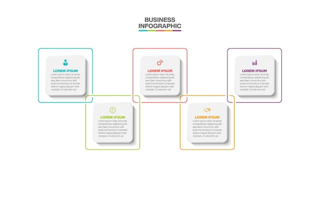 Presentación plantilla de infografía empresarial con 5 opciones.