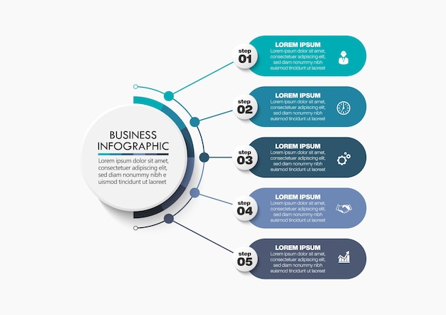 Presentación de plantilla de infografía empresarial con 5 opciones