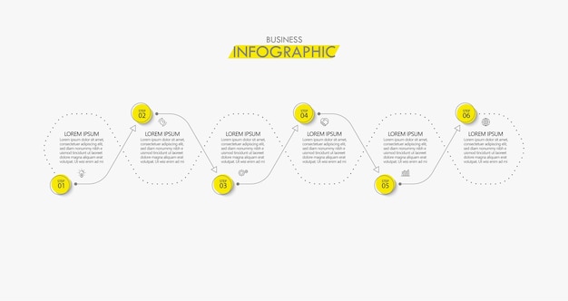 Presentación plantilla de infografía empresarial con 6 opciones.