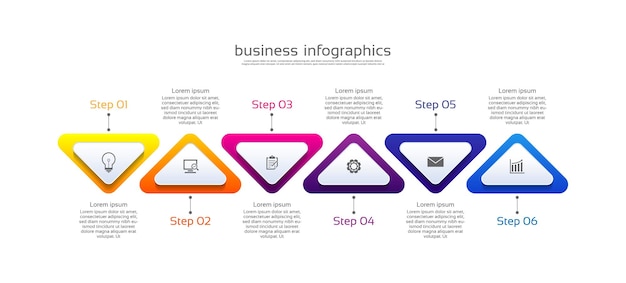 Presentación plantilla de infografía empresarial colorida con seis pasos