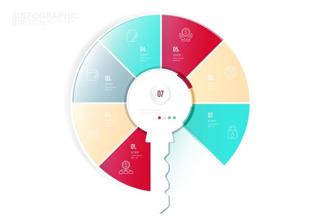 Presentación plantilla de infografía vectorial con ilustración de stock de pasos iconos de lista de infografía