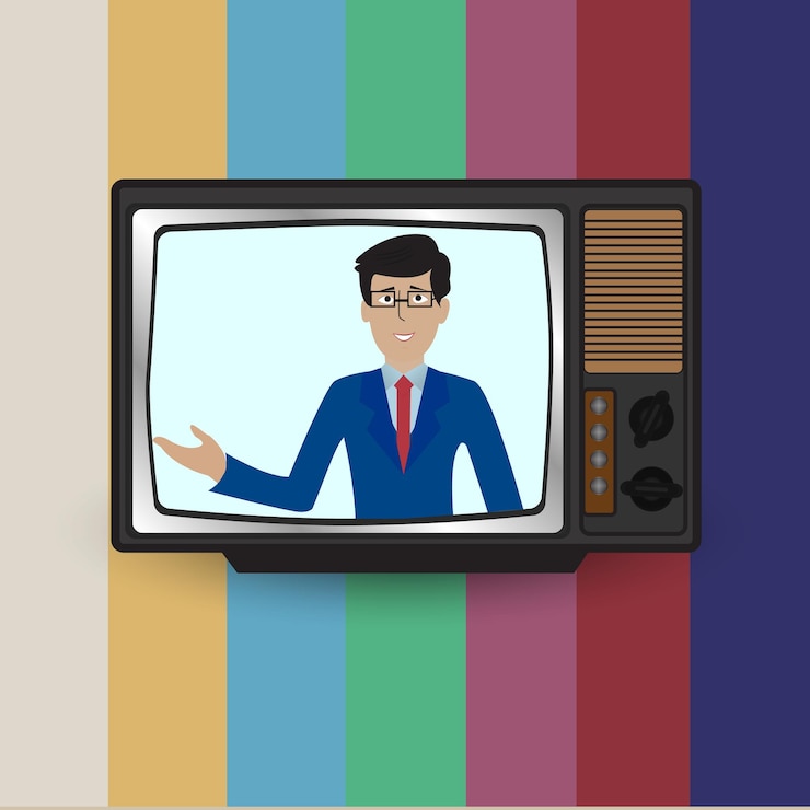 Vector presentador en ilustración de vector de tv retro estilo retro vintage