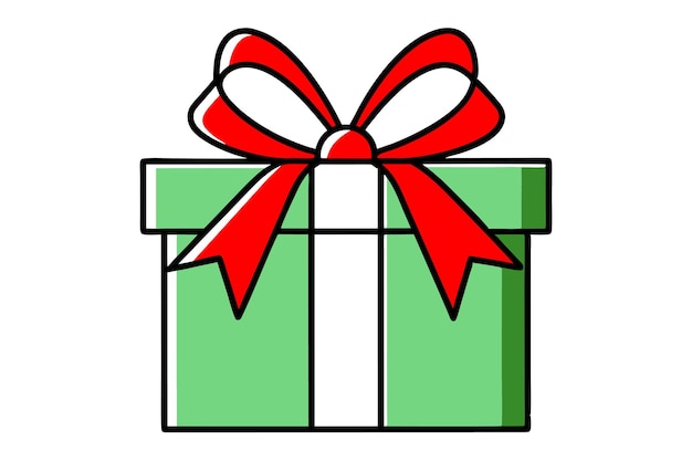 Presente de Navidad línea de arte vectorial de arco con ilustración de clipart aislada en fondo blanco