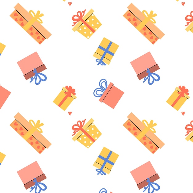 Presente el patrón de la caja de dibujos animados para la ilustración vectorial del diseño de la celebración para el raspado de papel de embalaje