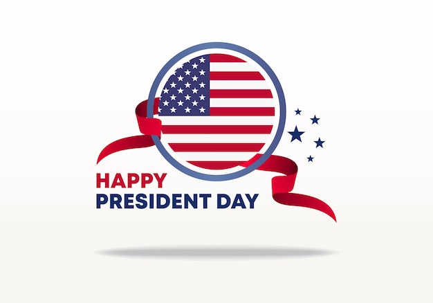 President39s day background design banner poster tarjeta de felicitación con bandera estadounidense y cinta roja aislada sobre fondo blanco
