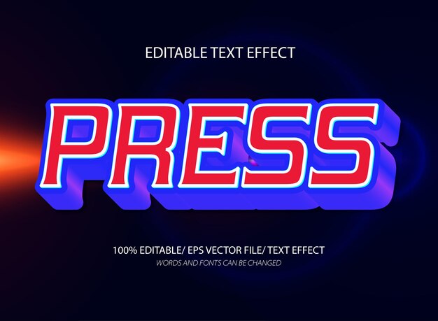 Presiona el efecto de texto editable y el estilo de texto edible