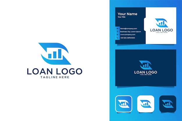 Préstamo financiero diseño de logotipo moderno y tarjeta de visita.