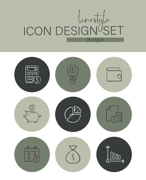 Vector el presupuesto del conjunto de diseños de íconos de linestyle