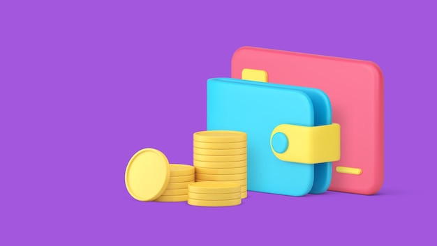 presupuesto financiero billetera crédito tarjeta de débito moneda dinero en efectivo banner copia espacio icono 3D vector realista