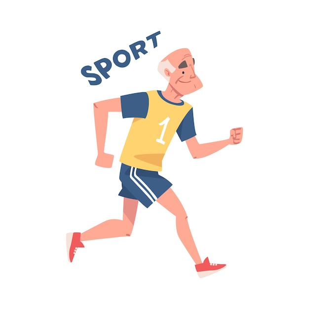 Prevención con hombre anciano en ropa deportiva Correr con ejercicio físico Ilustración vectorial de Alzheimer