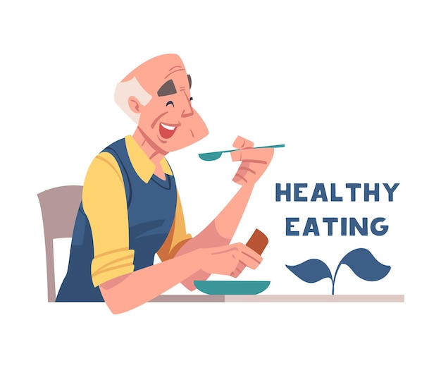 Prevención con hombres de edad avanzada Ilustración del vector de la alimentación saludable Alzheimer