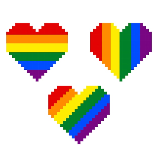 Pride Heart pixel art LGBT 8 bits orgullo corazón Pixel arco iris corazón icono