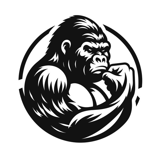 Primal Majesty Monochrome El logotipo de la cabeza del mono