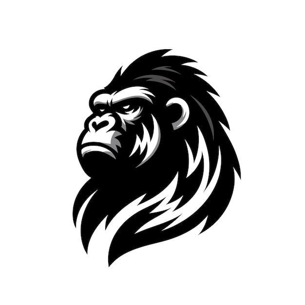 Primal Majesty Monochrome El logotipo de la cabeza del mono