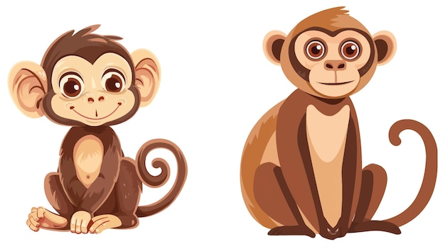 Primate lindo Mono salvaje de dibujos animados pequeña mascota de la naturaleza divertida