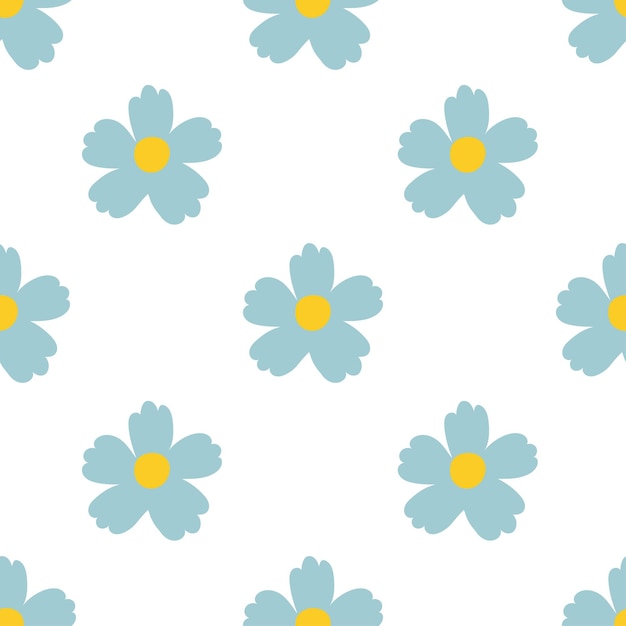 Primavera sin costuras con un bonito patrón floral de color azul y amarillo pastel
