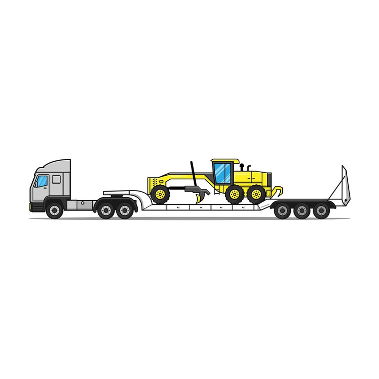 Vector el primer camión de movimiento en fondo blanco