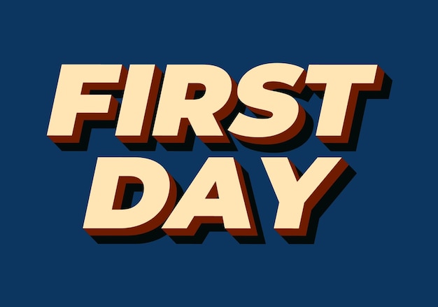 Primer día Efecto de texto en estilo 3D con colores modernos