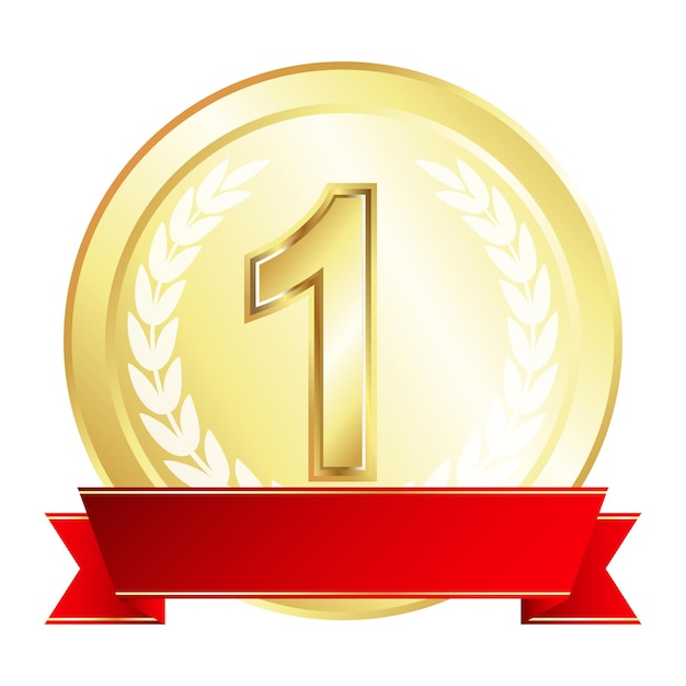 Primer lugar, medalla de oro y cinta roja.