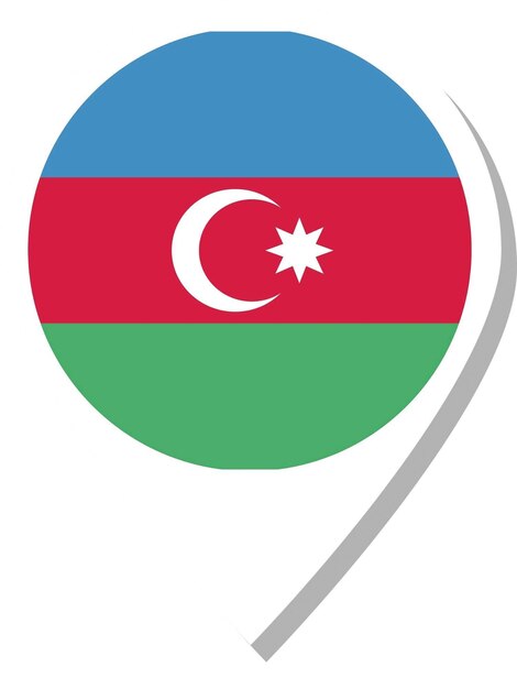 un primer plano de una bandera de Azerbaiyán con una pegatina curva