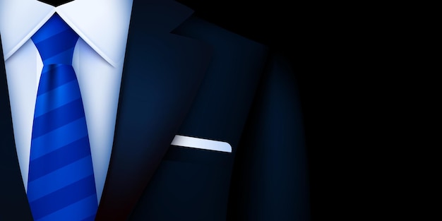 Vector primer plano del clásico esmoquin masculino y corbata