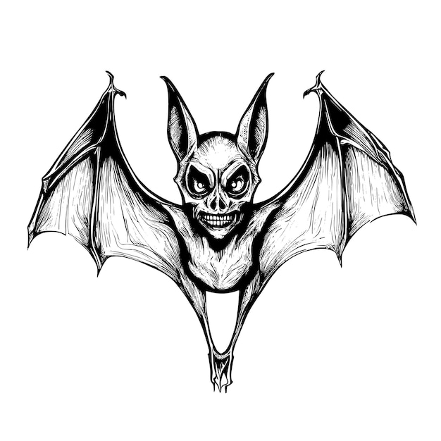 Primer plano de dibujo de murciélago aterrador de Halloween