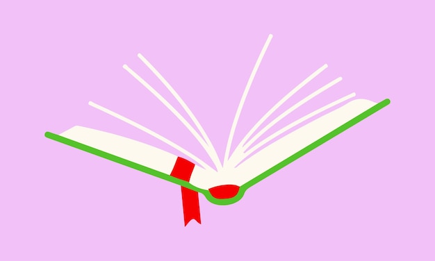 Primer plano de libro abierto vectorial sobre un fondo blanco