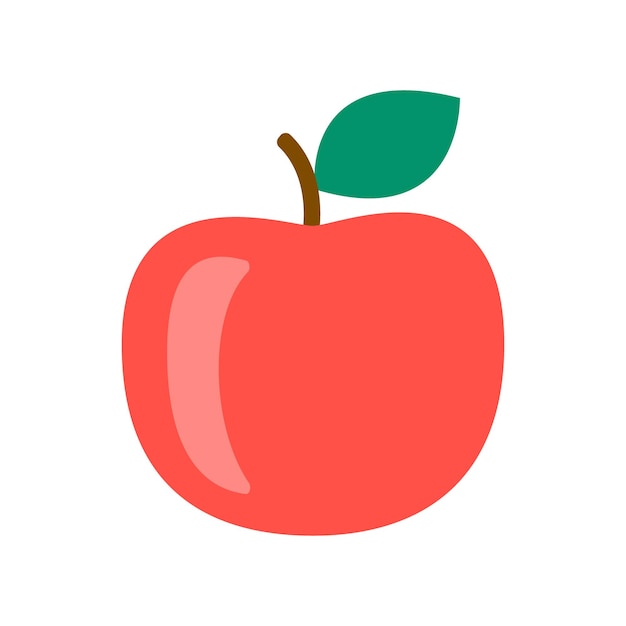 Primer plano de manzana roja, icono de cosecha de fruta madura. Comida de jardín saludable y popular. Fruta de manzana. ilustración plana