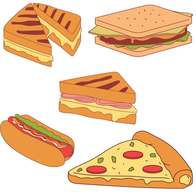 un primer plano de un montón de diferentes tipos de sándwiches