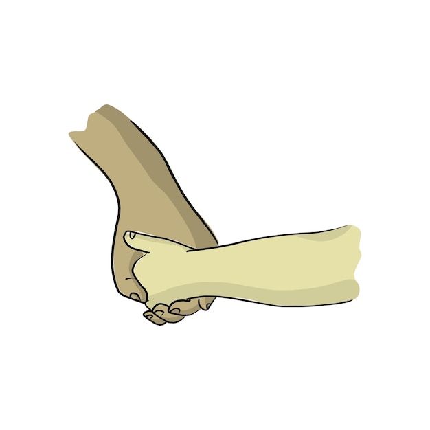 primer plano padre o madre sosteniendo una mano del niño ilustración vectorial boceto dibujado a mano