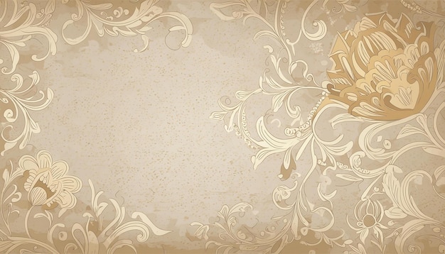 Vector un primer plano de un papel tapiz vintage con un patrón floral dorado
