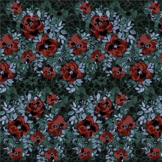 un primer plano de un patrón de flores con un fondo verde
